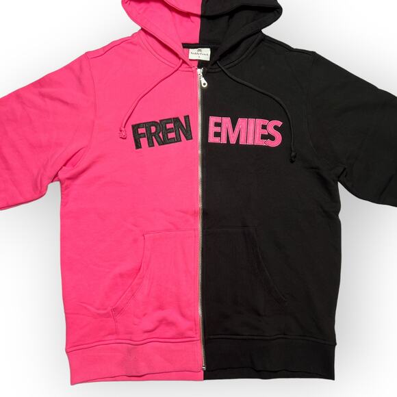 Teddy Fresh Frenemies Limited Edition Hoodie SIZE L Black Pink Split Colorblock - Picture 13 of 15